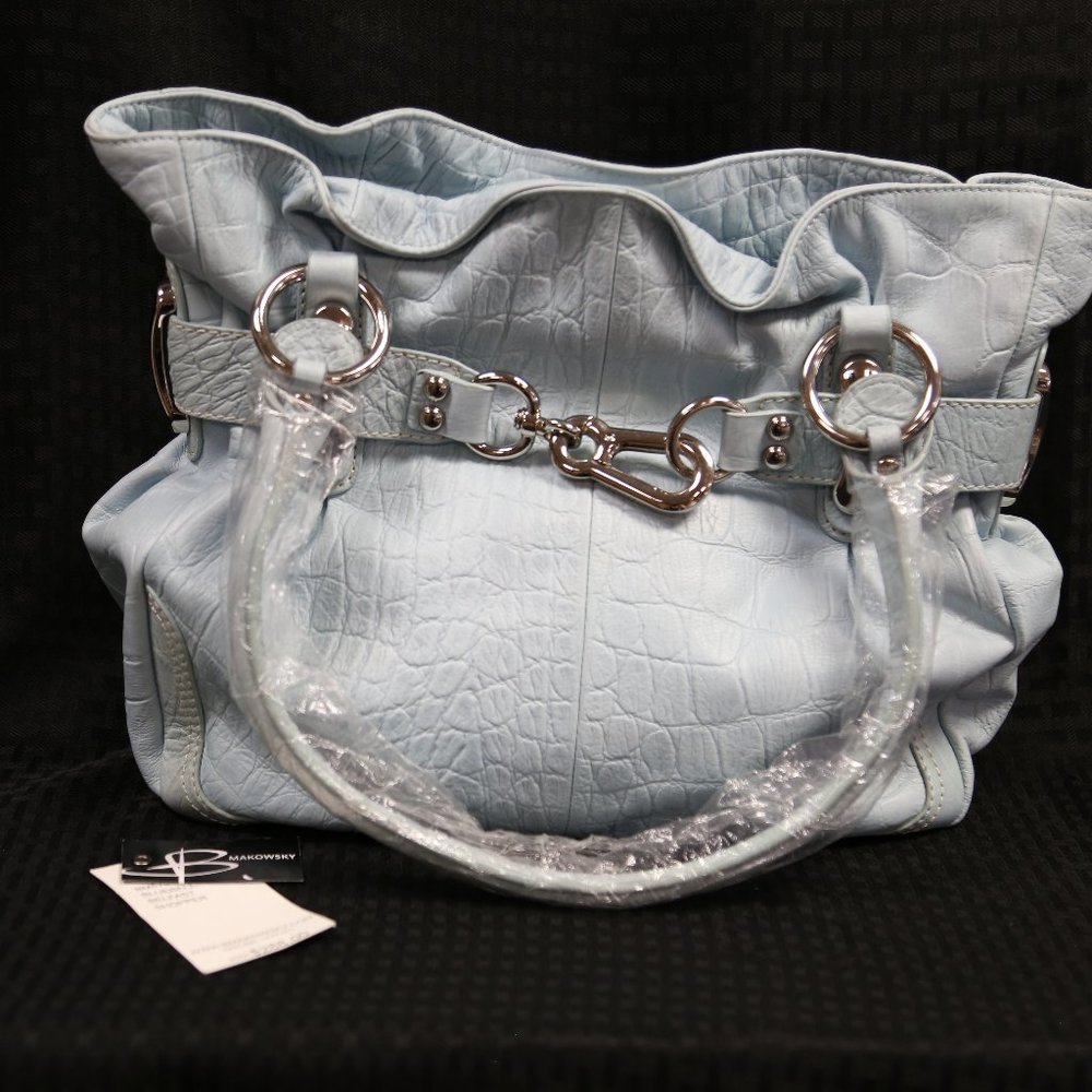 B.Makowsky Blue Shopper Hobo Bag